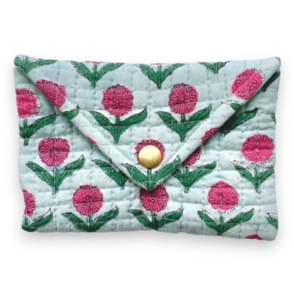 Petite Enveloppe Ravi - Carreaux - Electric - Rose Avril