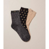 Pack de 3 chaussettes - petit coeur noir doré