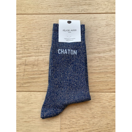 Chaussettes - Chaton - marine paillettes 36/40