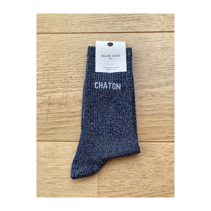 Chaussettes - Chaton - marine paillettes 36/40