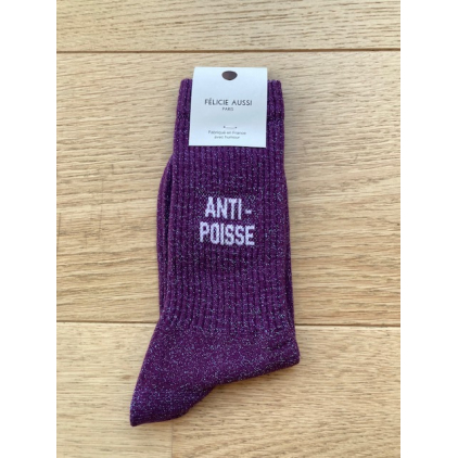 Chaussettes - Anti-poisse paillette violettes 36/40