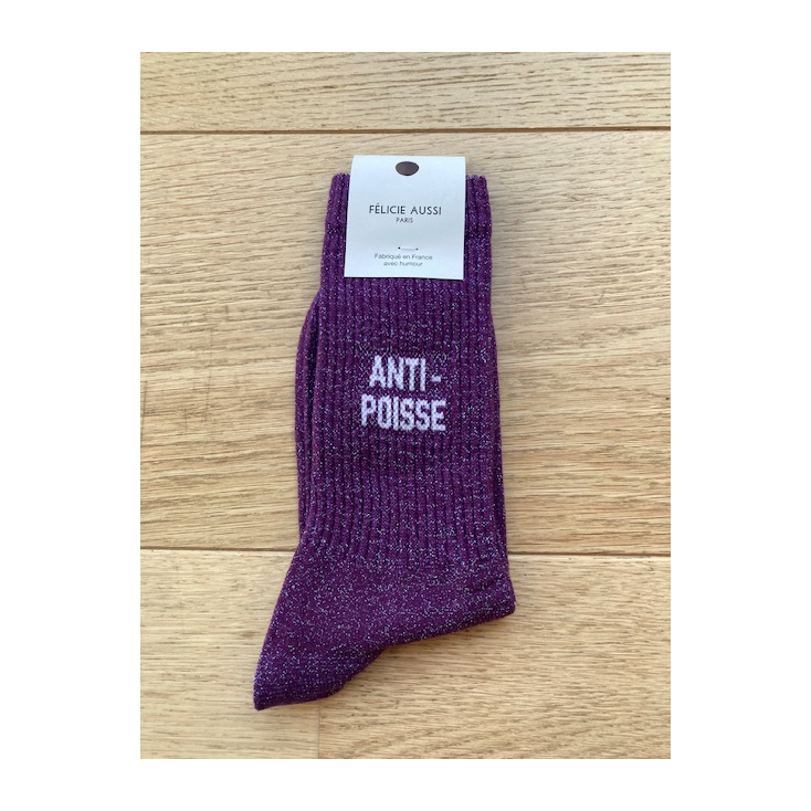 Chaussettes - Anti-poisse - paillette violettes 36/40