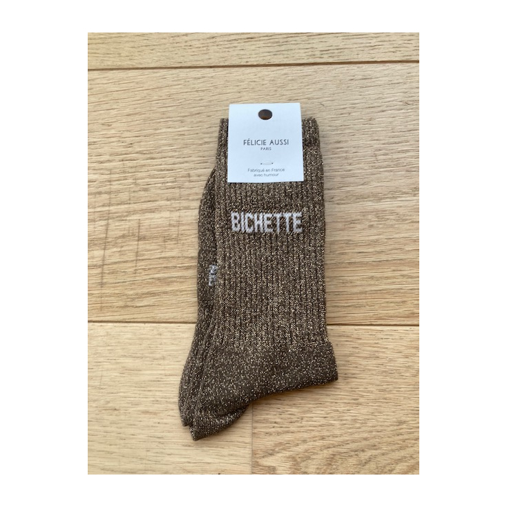 Chaussettes - Bichette - marron paillettes - 36/40