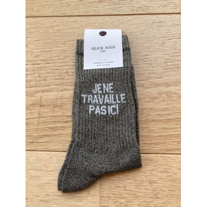 Chaussettes - Je ne travaille pas ici - noir paillettes 36/40