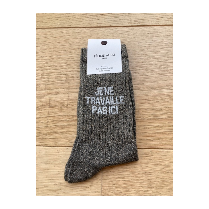 Chaussettes - Je ne travaille pas ici - noir paillettes 36/40