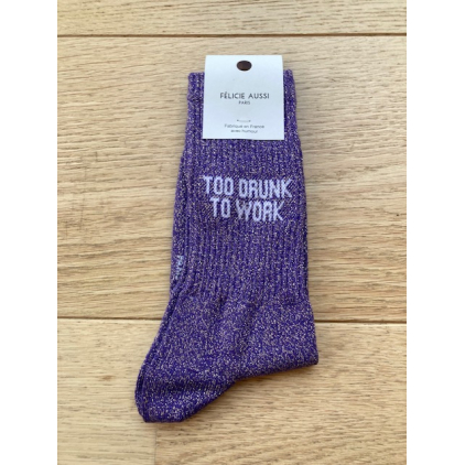 Chaussettes - Too drunk to work - violet paillettes 36/40