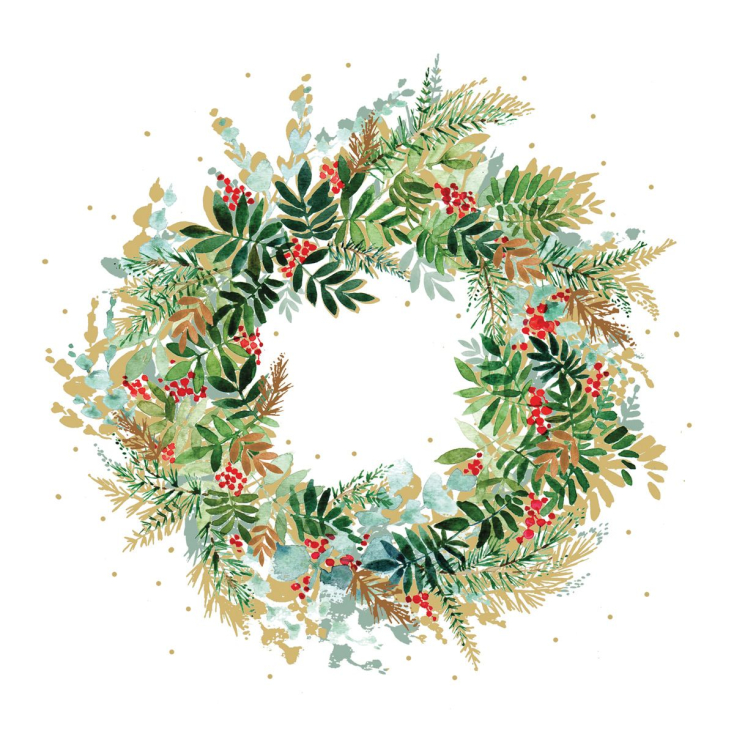 Serviettes en papier - Christmas Hill Wreath - 3333889