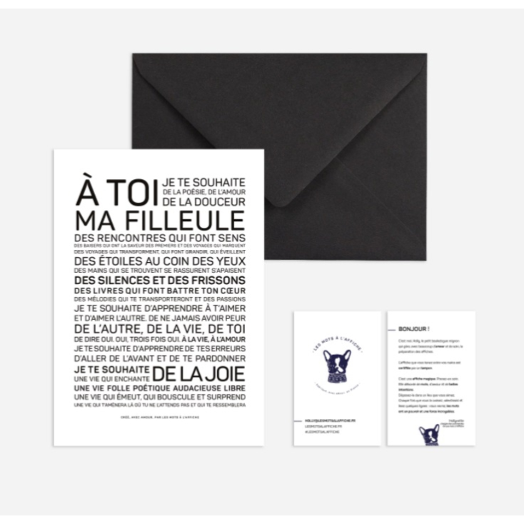 Carte avec enveloppe - A toi ma filleule