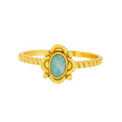 Ring size 54 heritage oval amazonite gold plated 4098-GB-5-54