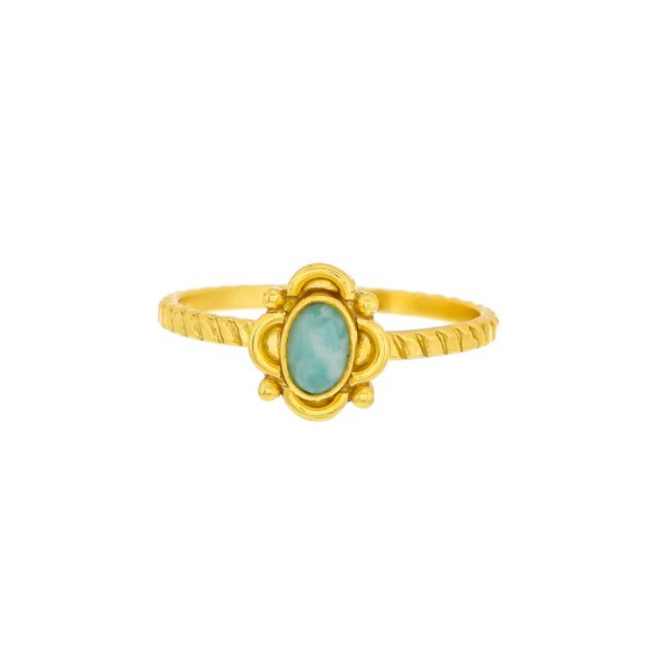 Ring size 54 heritage oval amazonite gold plated 4098-GB-5-54