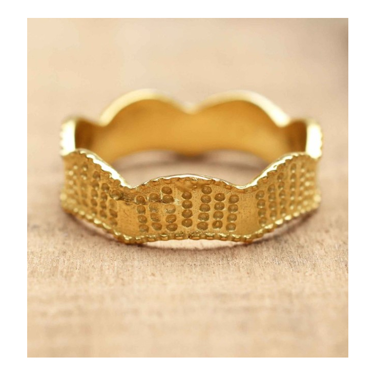 Ring size 52 flat waves gold plated 4126-GB-52