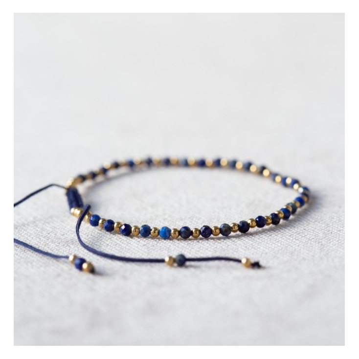 Bracelet lapis lazuli 1+1 gem gold plated - 22002-MG-30