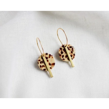 Boucles d'oreilles Lore acetate léopard et laiton doré - E023