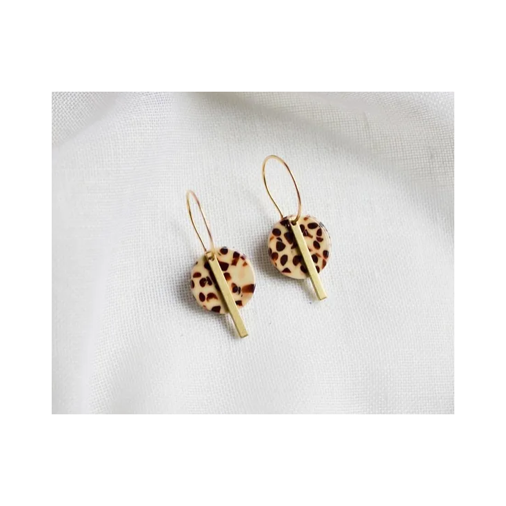 Boucles d'oreilles Lore acetate léopard et laiton doré - E023