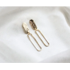 Boucles d'oreilles B041 acetate blanc beige et laiton doré