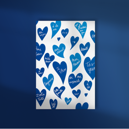 Carte avec enveloppe - Full Love - Bleu