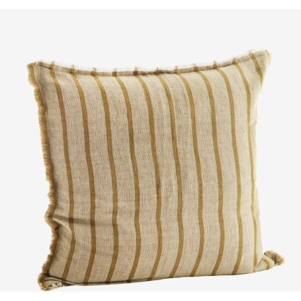 Housse de coussin rayée - lin - sable/moutarde - AE-3548-CC