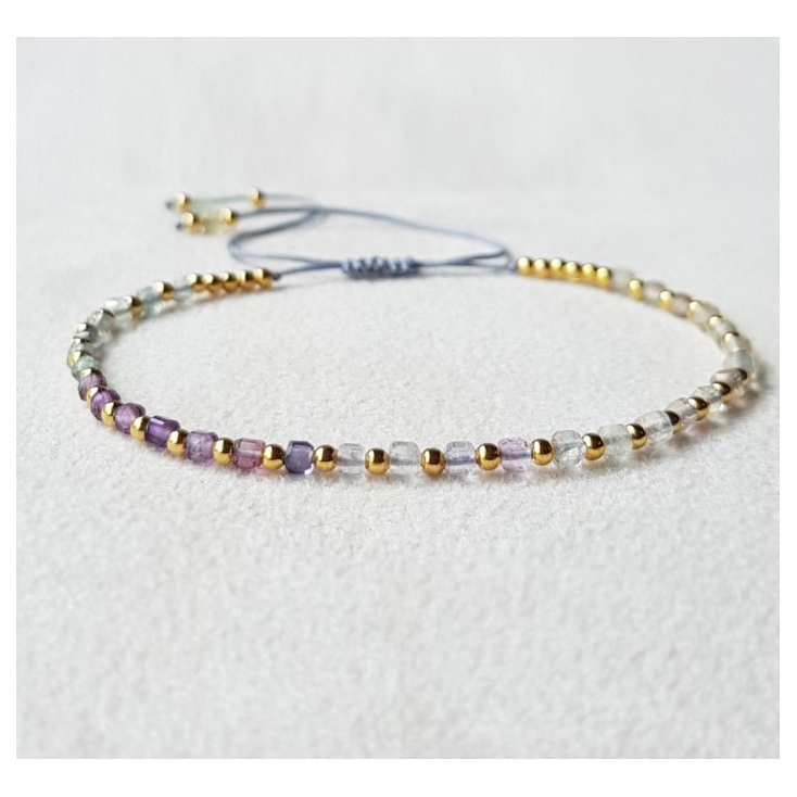 Bracelet turquoise 1+1 gem gold plated - 22002-MG-15