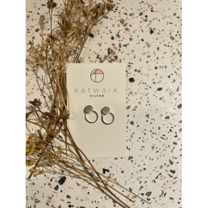 Boucles d'oreilles - argent - pastille martelée + anneau