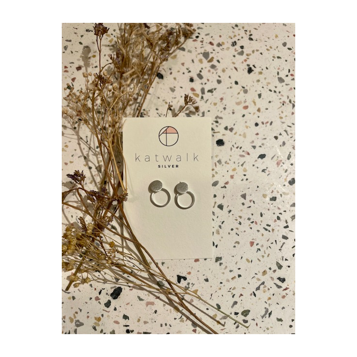 Boucles d'oreilles - argent - pastille martelée + anneau