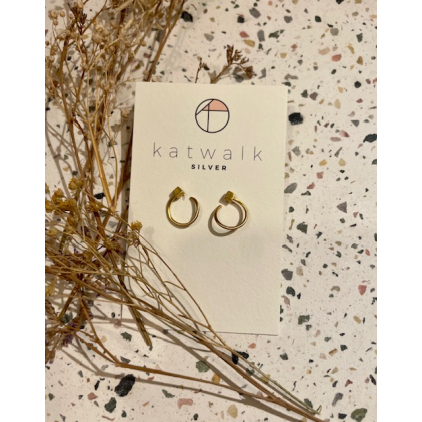 Boucles d'oreilles - or - cercle et cube