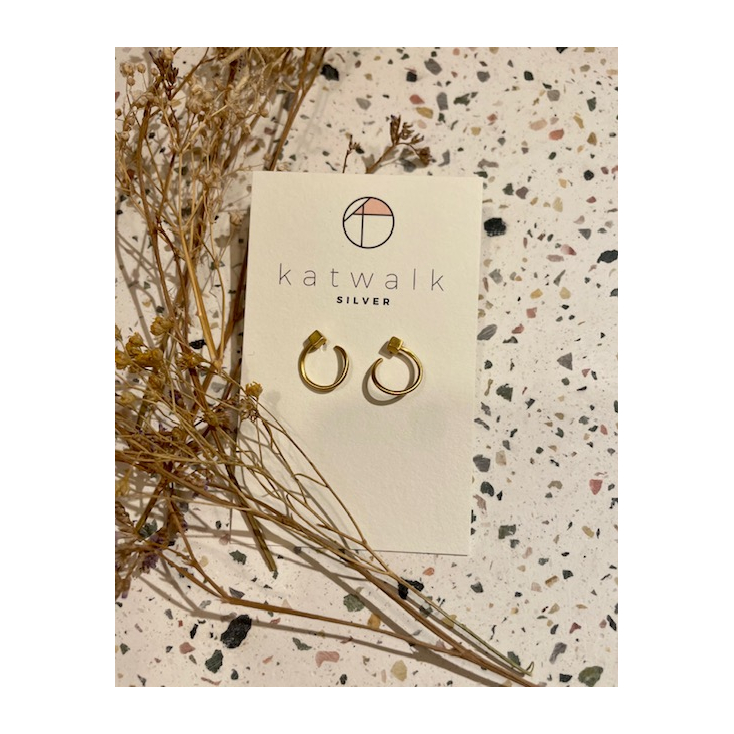 Boucles d'oreilles cercle et cube or