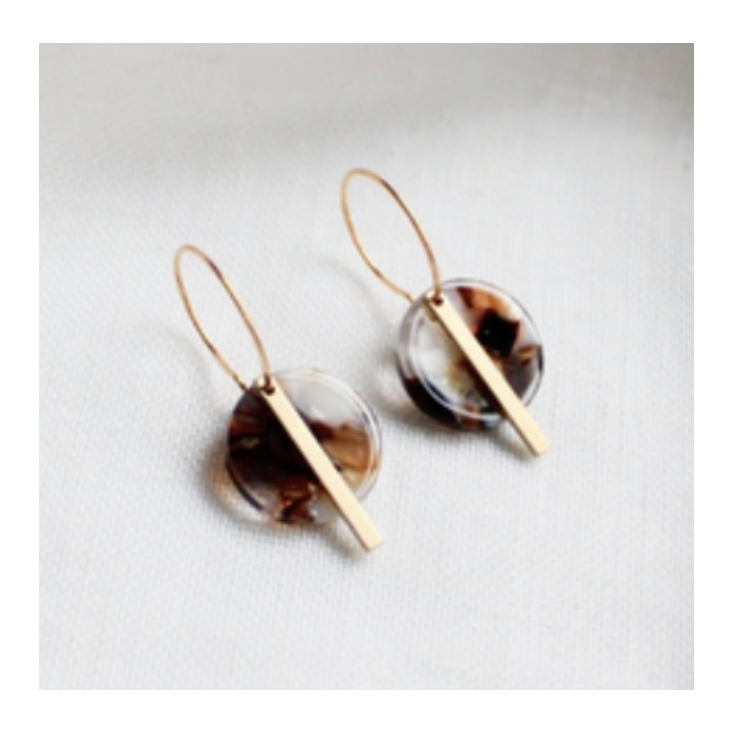 Boucles d'oreilles Lore acetate brune et laiton doré - C041