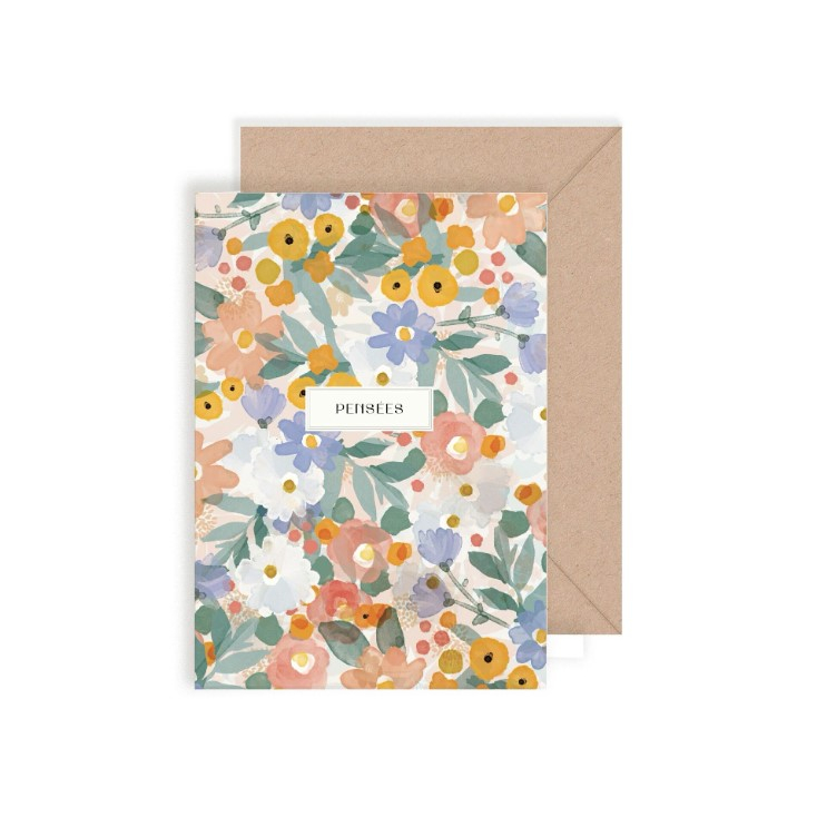 Carte double avec enveloppe - Pensées