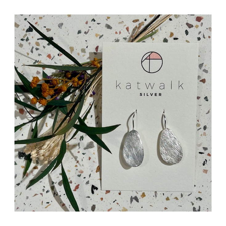 Boucles d'oreilles - argent - grande goutte brossée