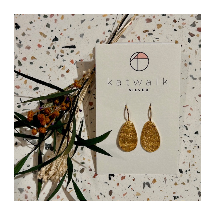Boucles d'oreilles - or - grande goutte brossée