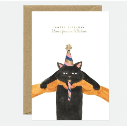 Carte A6 avec enveloppe - Whatever cat bday