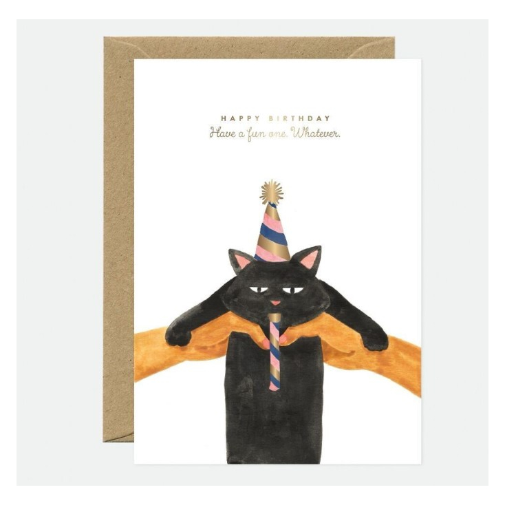 Carte A6 avec enveloppe - Whatever cat bday