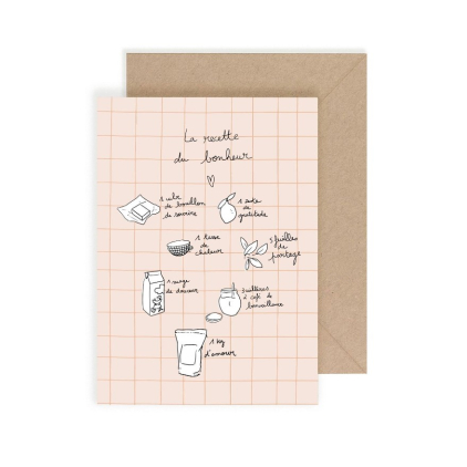 Carte avec enveloppe - Recette du bonheur