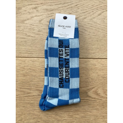 Chaussettes - Qui courent vite - damier bleu - 40/45
