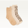 Pack de 3 chaussettes - Léopard beige