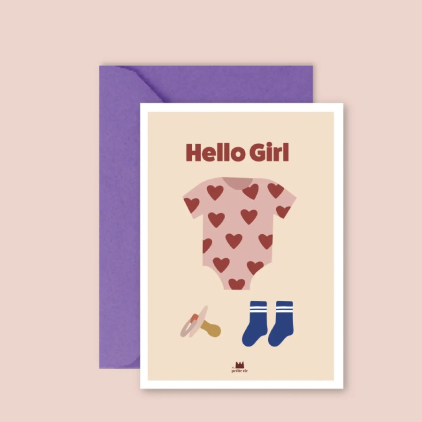 Carte avec enveloppe - Hello Girl