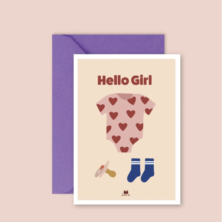 Carte avec enveloppe - Hello Girl