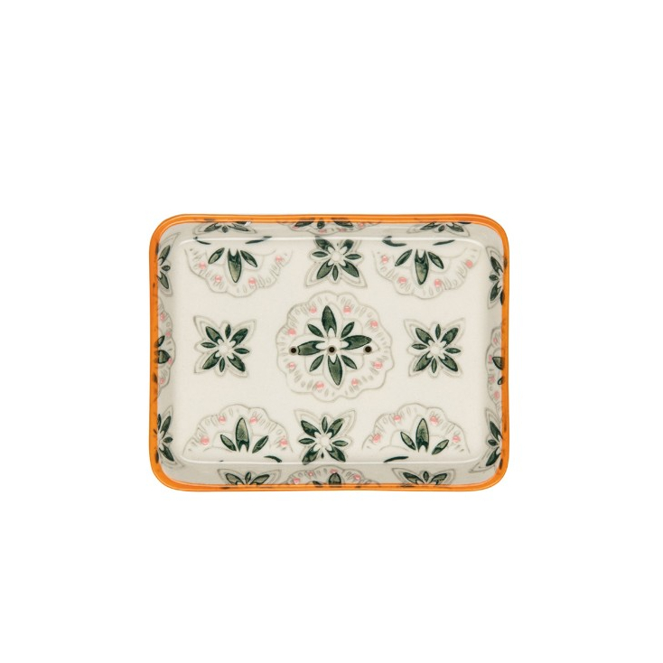 Soap Dish - traditional - motif jaune - POR698