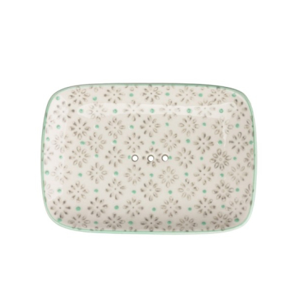 Soap Dish - traditional - motif bleu - POR697