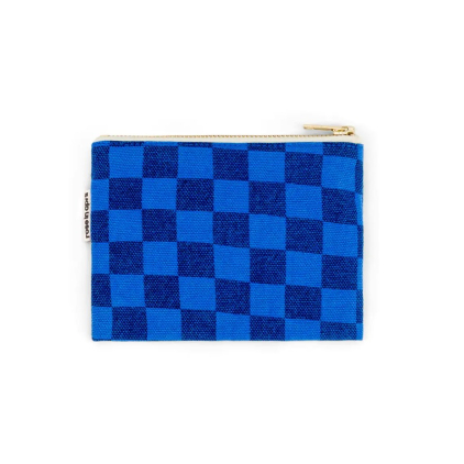 Porte-monnaie Marie imprimé damier - Bleu grec / bleu navy