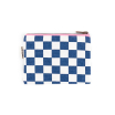 Porte-monnaie Marie imprimé damier - Ecru / bleu navy