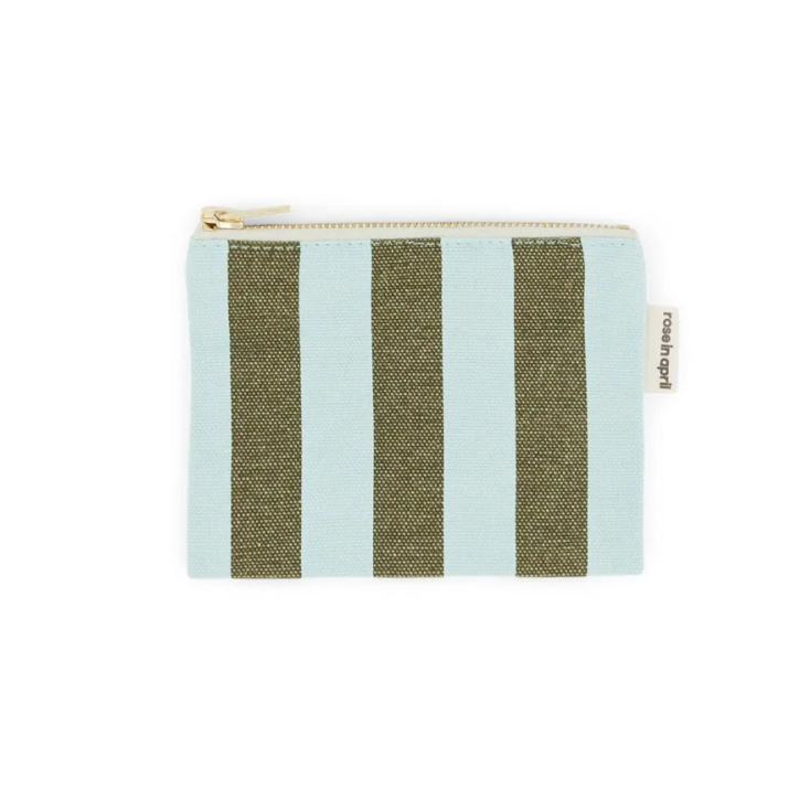 Porte-monnaie Marie rayures - Aqua / olive