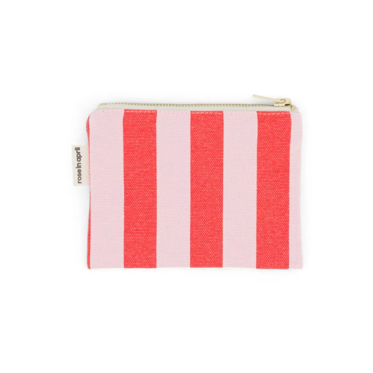 Porte-monnaie Marie rayures - Tomato / candy pink