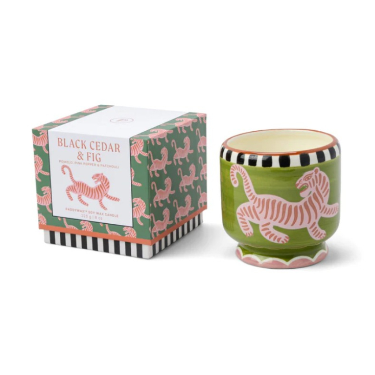 Bougie en céramique - Adopo - Tiger - 226g - Black Cedar & Fig