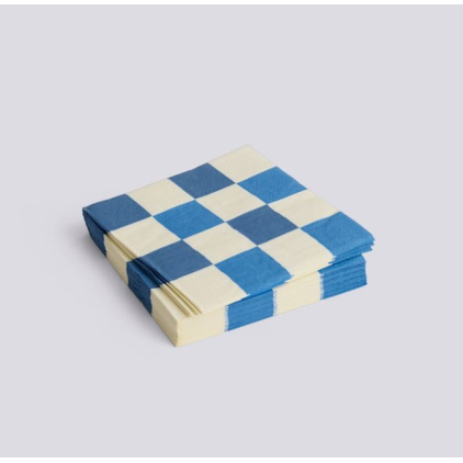 Serviettes en papier - PATTERN - carreaux S - blanc cassé et bleus