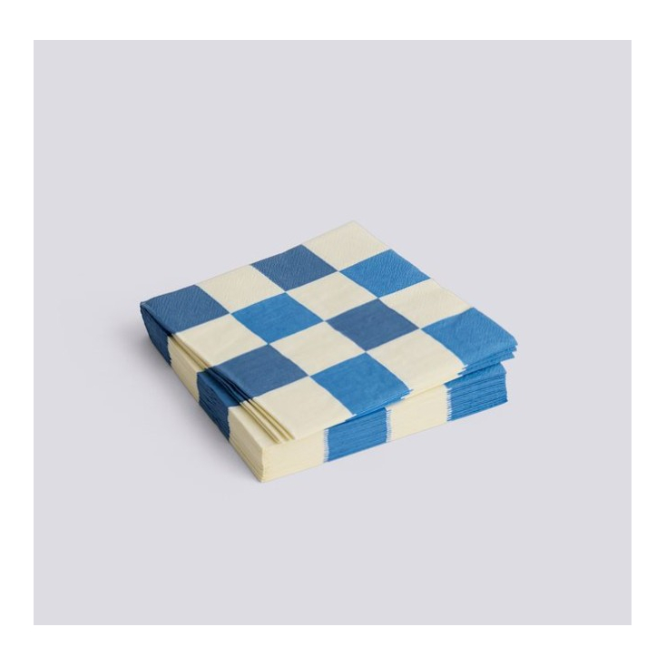 Serviettes en papier - PATTERN - carreaux S - blanc cassé et bleus