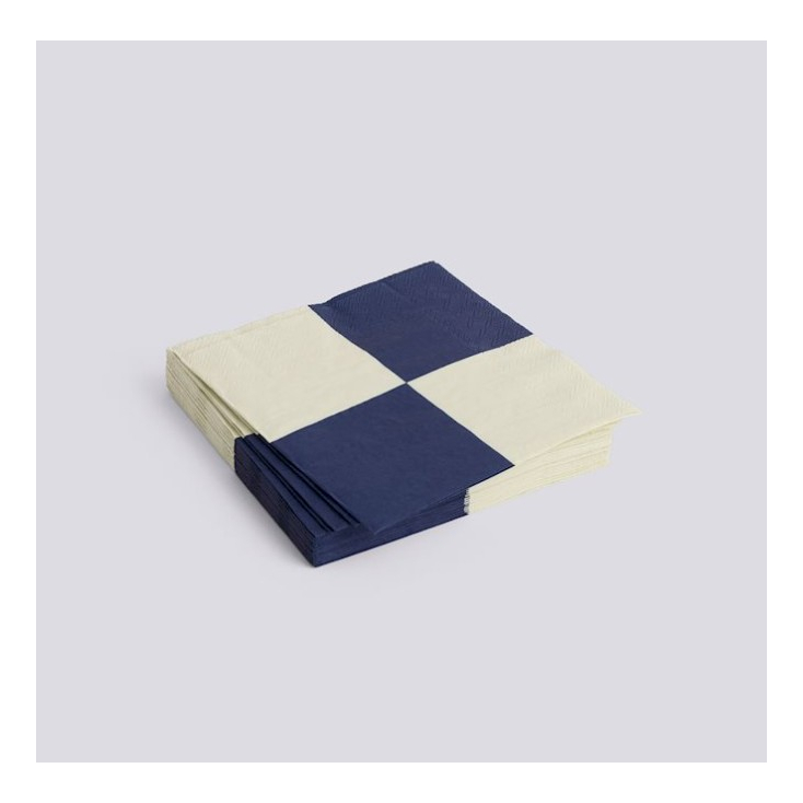 Serviettes en papier - PATTERN - carreaux L - blanc cassé et bleu foncé