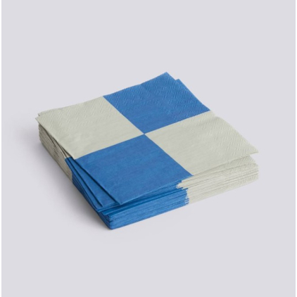 Grandes serviettes en papier - PATTERN - carreaux L - gris et bleu