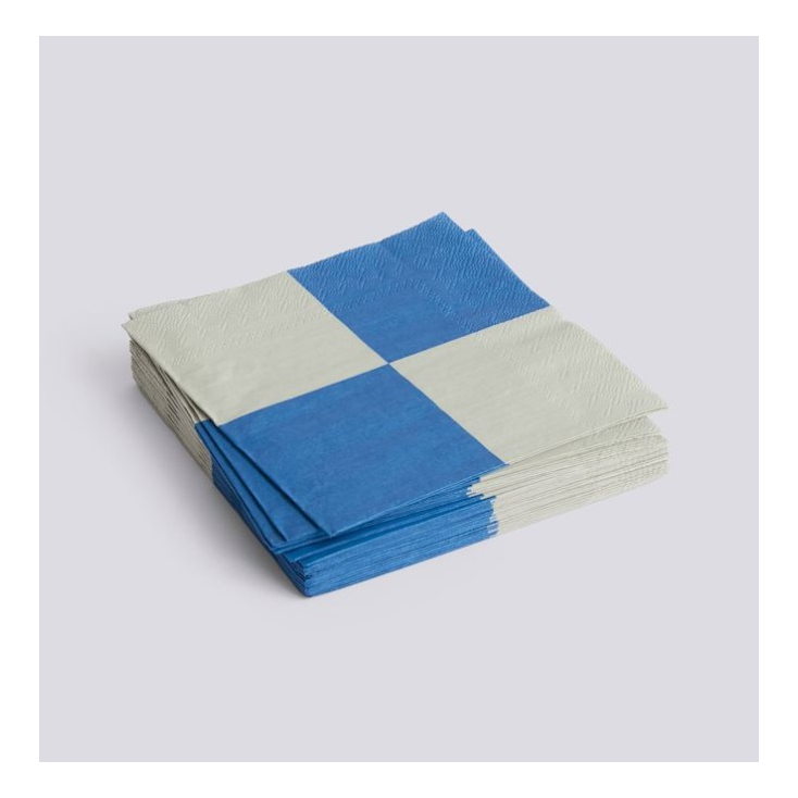 Grandes serviettes en papier - PATTERN - carreaux L - gris et bleu