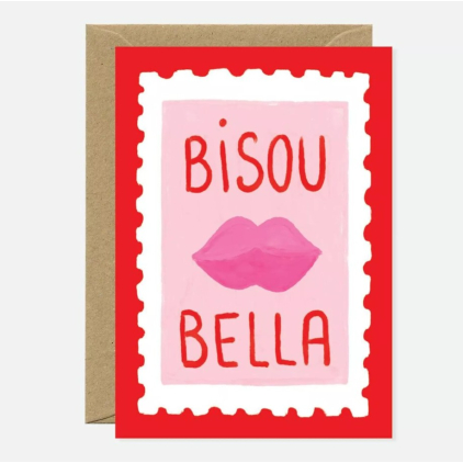 Carte A6 avec enveloppe - Bisou Bella